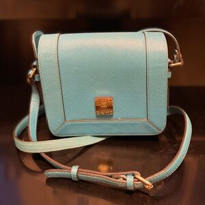 MCM Turquoise Crossbody Bag with Gold Accents